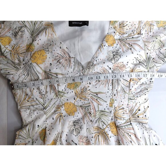 Minkpink Womens Tropical Floral Button-Front Short Sleeve Romper Size M - Picture 6 of 9
